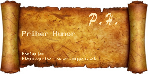 Priher Hunor névjegykártya